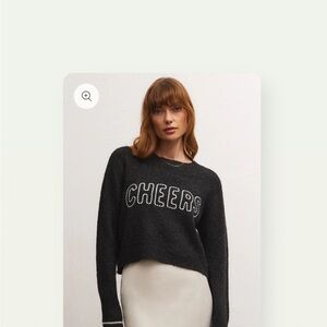 Z Supply Heather Black Cheers Sweater L